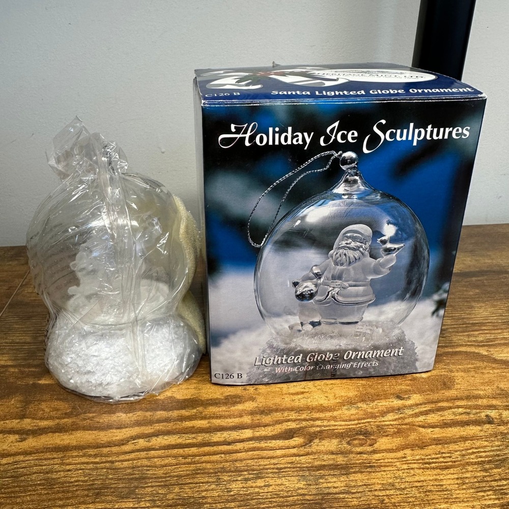 Heritage Mint 2003 Holiday Ice‎ Sculptures Santa Lighted Globe Ornament C126 B